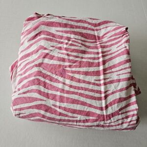 Pottery Barn Teen Funky Zebra XL Twin Fitted Bed Sheet Pink White Organic Cotton
